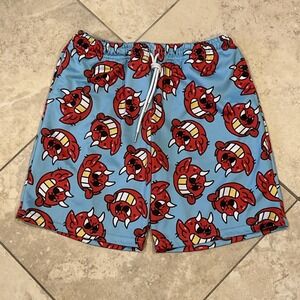 Ransom All Over Print Shorts Men M Blue Red Devil Face Half Evil Streetwear